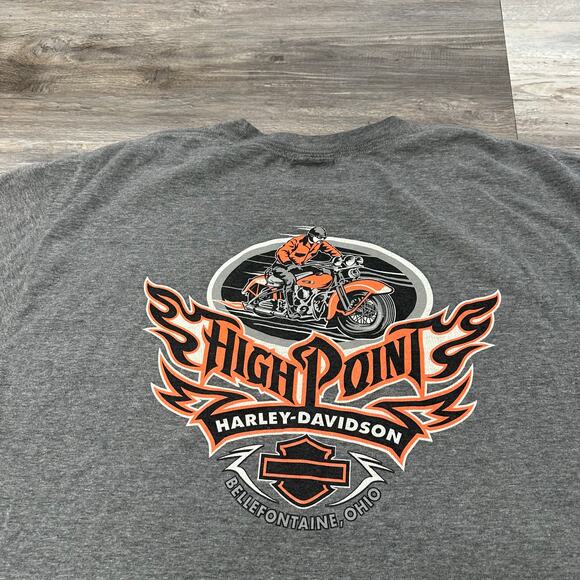 Harley Davidson Motorcycles High Point Cyber Flames Gray Mens XL Biker T-Shirt - Picture 1 of 9